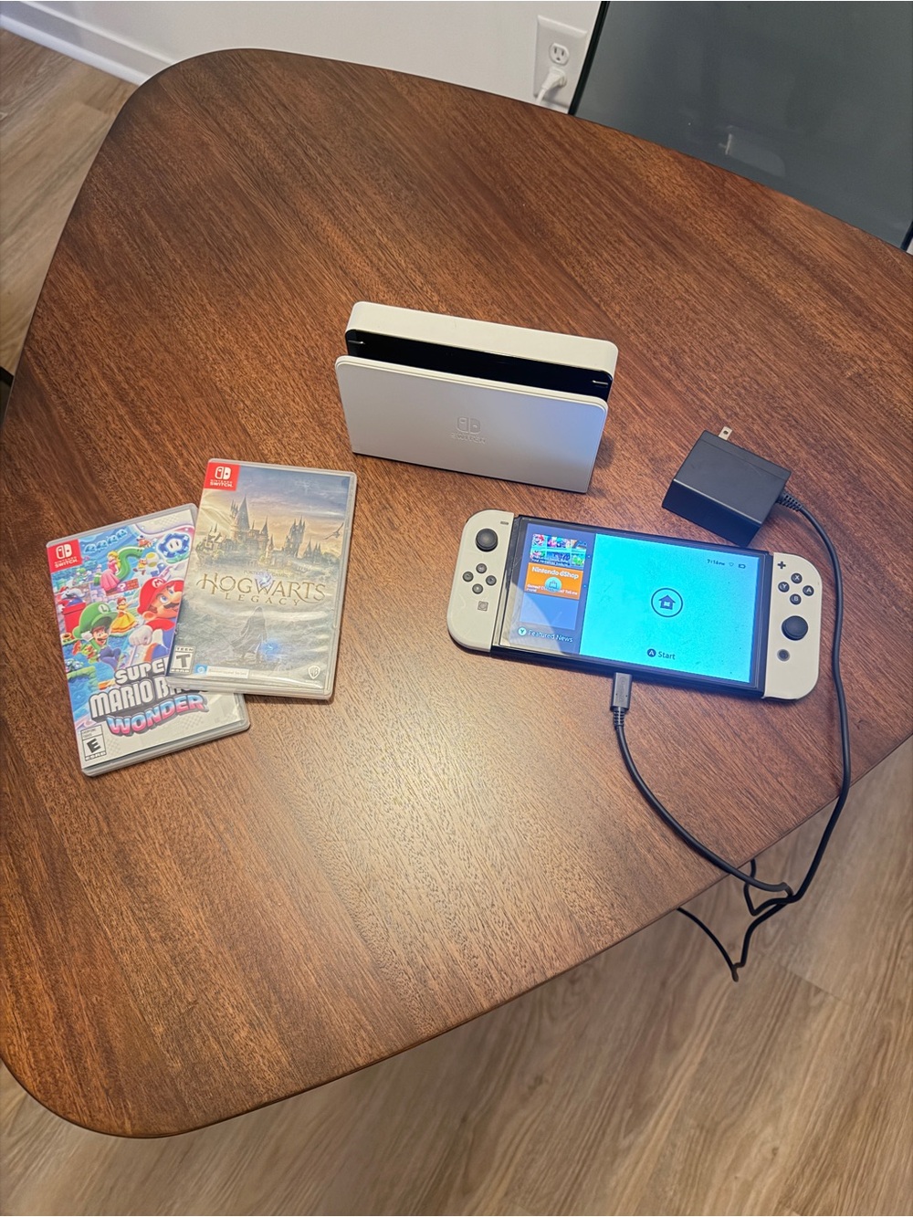 Nintendo Switch OLED Console with White Joy‑Con Controllers and Dock